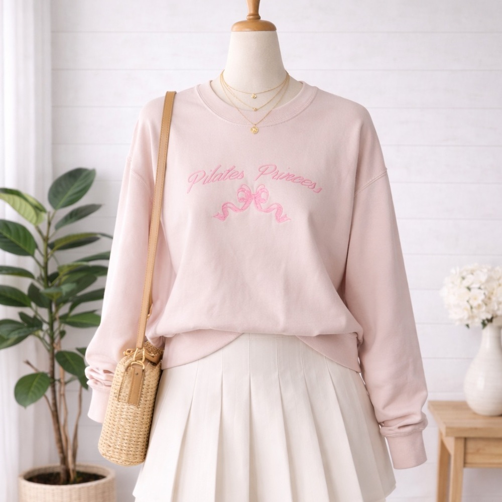 Francesca's Collections Pink 'Pilates Princess' Sweatshirt